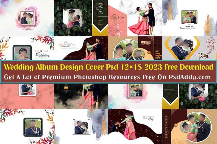 Wedding Album Design Cover Psd 12x18 2023 Free Download Vol 06 - PsdAdda