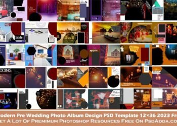 Modern Pre Wedding Photo Album Design PSD Template 12x36 2023 Free Download 10