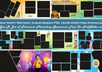 New Happy Birthday Album Design PSD 12x36 2023 Free Download Vol 03