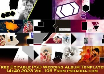 Free Editable PSD Wedding Album Templates 14x40 2023 Vol 106