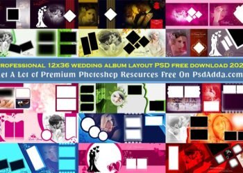 Professional 12x36 wedding album layout PSD free download 2023 Vol 98