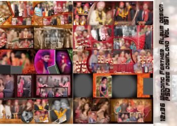 12x36 Wedding Feather Album design PSD free download Vol 151