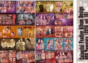 Colourful Feather Album Design PSD Templets 12X36 vol 161