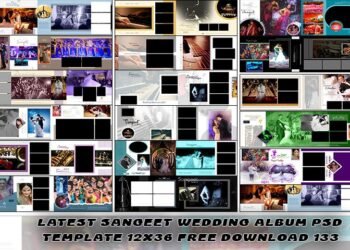 Latest Sangeet Wedding Album PSD Template 12x36 Free Download 133