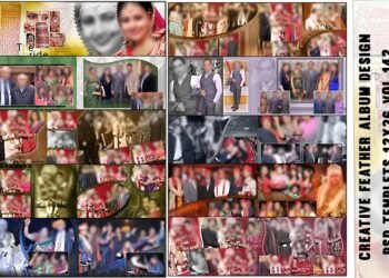 Creative Feather Album Design PSD Templets 12x36 Vol 142