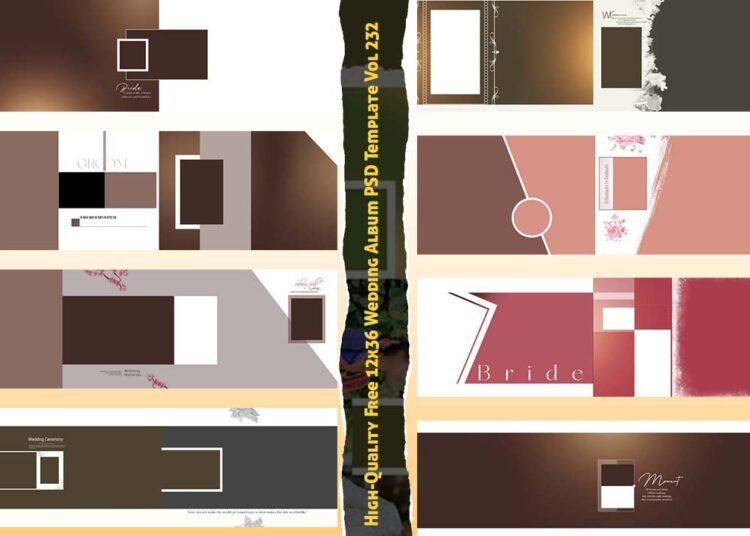 High-Quality Free 12x36 Wedding Album PSD Template Vol 232
