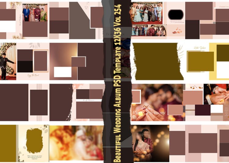 Beautiful Wedding Album PSD Template 12X36 Vol 254