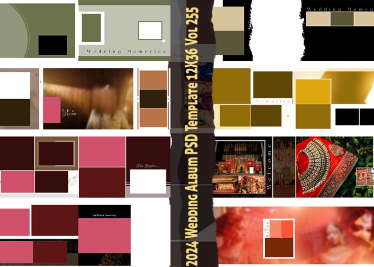 2024 Wedding Album PSD Template 12X36 Vol 255