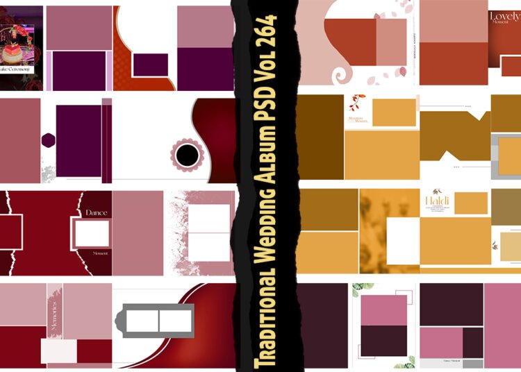 Traditional Wedding Album PSD Vol 264